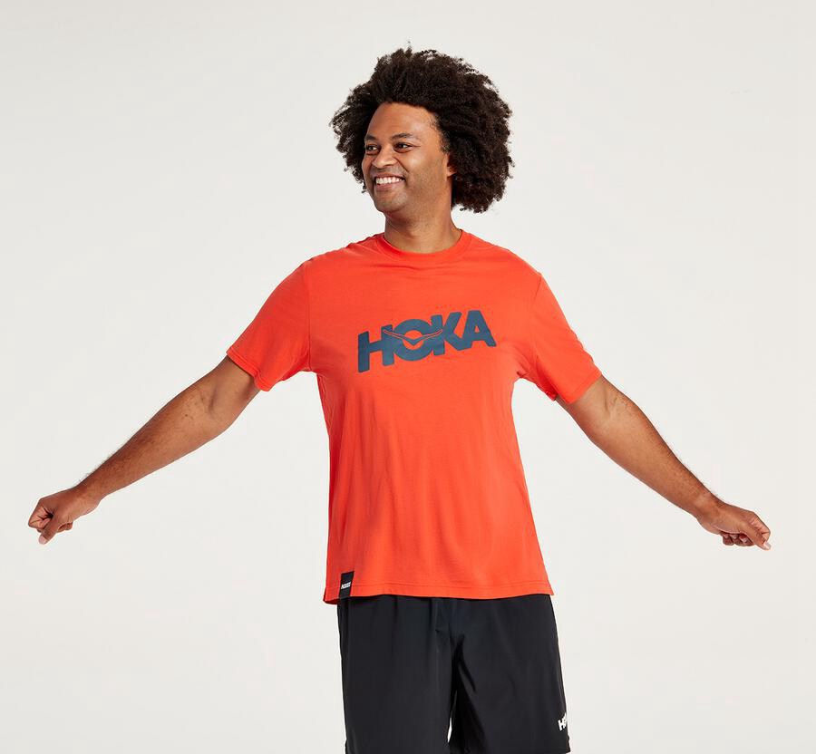 Hoka Mens Tee NZ - Hoka Brand Red (FUR297036)